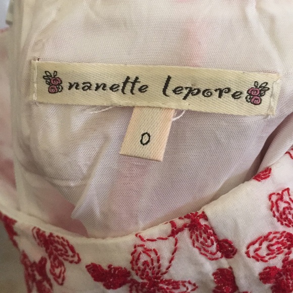 nanette lepore red embroidered layered hem skirt - Picture 4 of 7
